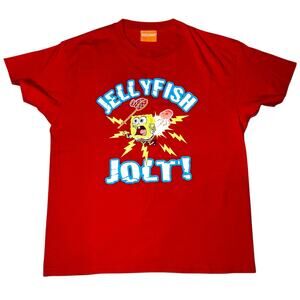 Vintage Sponge bob Nickelodeon Jellyfish Jolt graphic red youth t-shirt  2002